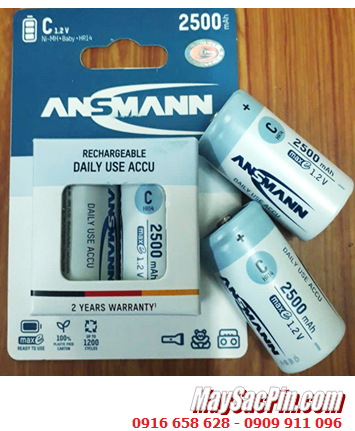 Ansman C2500mAh HR14, Pin sạc trung C NiMh 1.2v Ansman C2500mAh HR14 chính hãng (Vỉ 02viên)